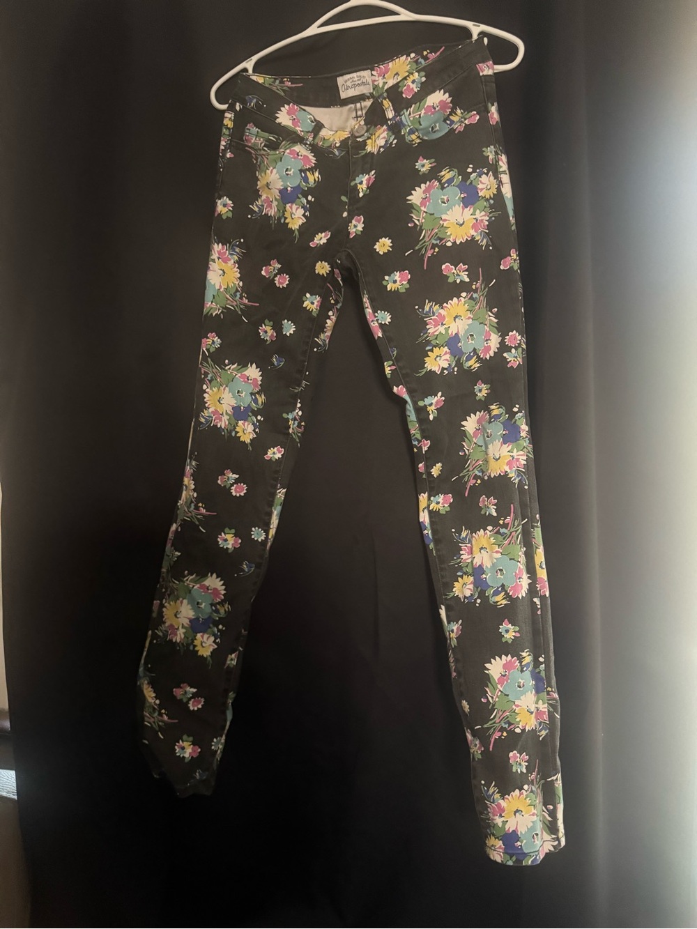 Aeropostale Black Floral Skinny Jeans with Multicolor Blooms
